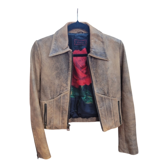 GUESS VINTAGE Women's LEATHER JACKET Size S - Picture 3 of 9